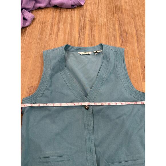 VINTAGE ORVIS DENIM BUTTON DOWN VEST TEAL COLOR SIZE MEDIUM - Picture 2 of 9